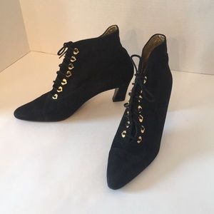 ESCADA black suede heel lace up boots